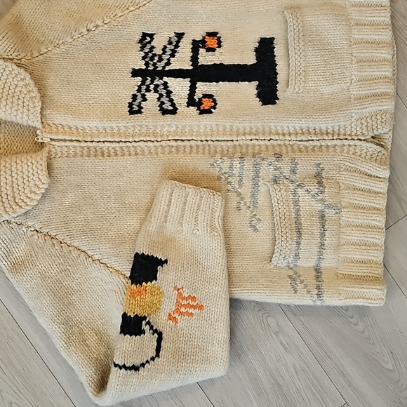 Vintage Wool Cowichan Style Locomotive Train Cardigan Sweater, XS/Sm *Wear - Picture 3 of 16